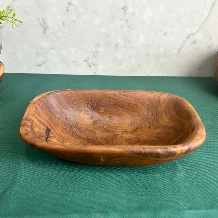 Salvaged Teak Root Oval Rustic Bowls - Hand Carved - Small